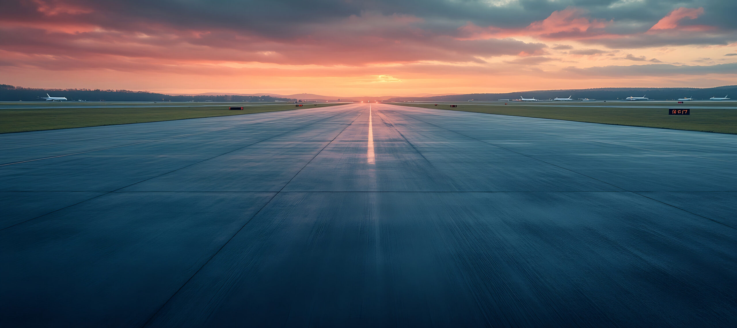Airport runway at sunrise, representing the operational efficiency, confidence, and momentum of the FLYUSA private jet charter membership for frequent travelers.
