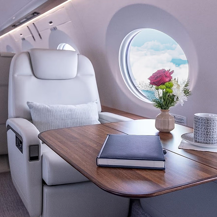 Gulfstream G550 large-cabin private jet interior prepared for passengers, highlighting the comfort, consistency, and convenience of a private jet charter Jet Card membership for frequent business travelers.